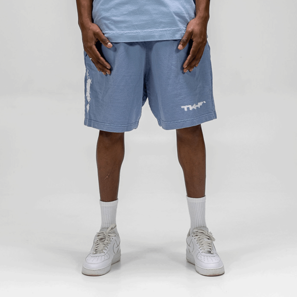 TK-F` Blue Sweatshirt Shorts - Drizzle